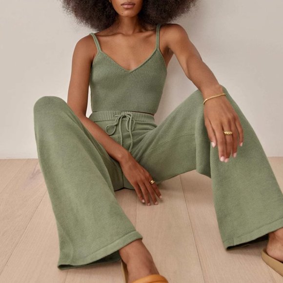 Reformation Dresses & Skirts - Reformation Lita Cropped Tank & Pant Nicola Pant Set - Artichoke